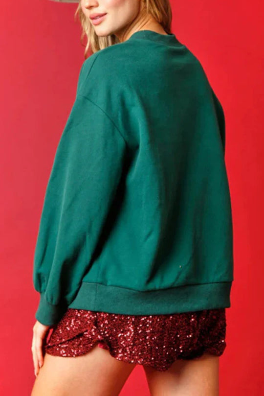 Christmas Candy House Sequins Casual Loose Sweater