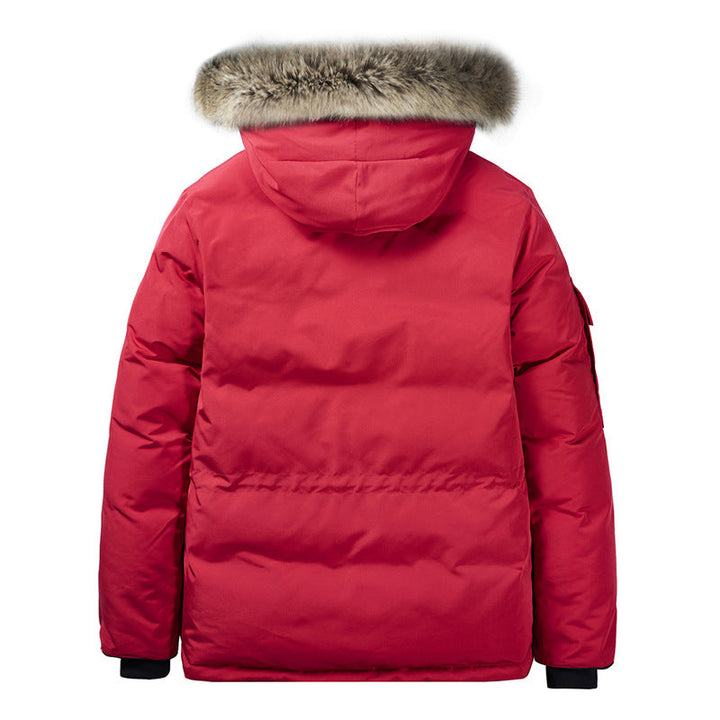 Men's Thermal Parka with Hood and Removable Fur Trim