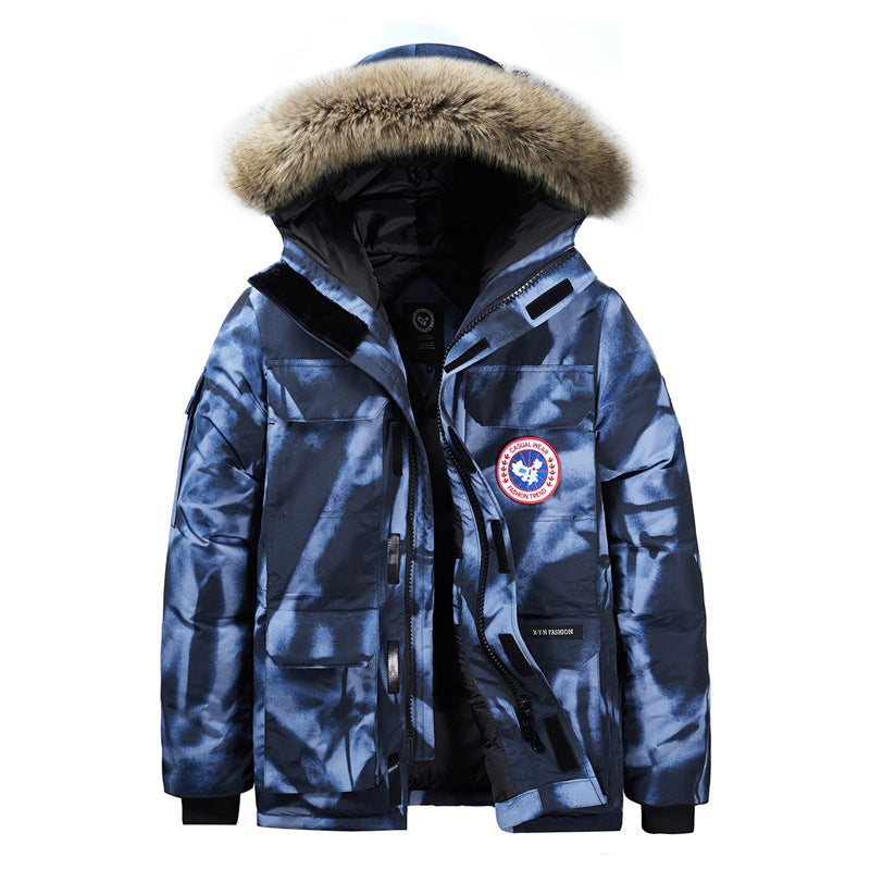 Men's Thermal Parka with Hood and Removable Fur Collar