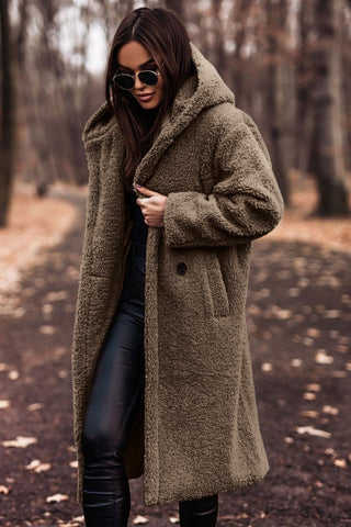 Trendy Long Teddy Coat with Hood