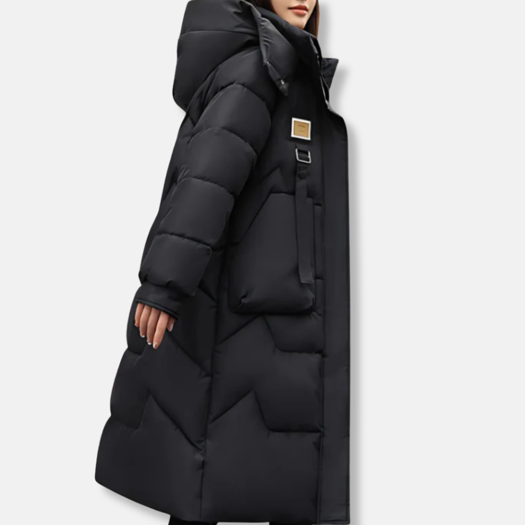Plus Size Relaxed Fit Maxi Length High Collar with Hood