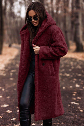 Trendy Long Teddy Coat with Hood