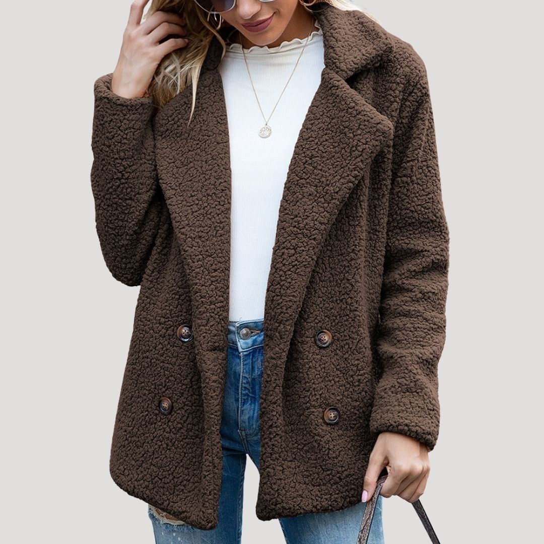 Women's Teddy Fleece Double-Breasted Winter Jacket