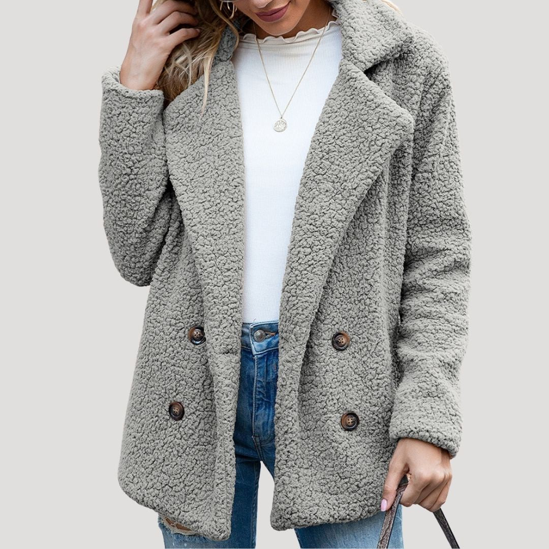 Women's Teddy Fleece Double-Breasted Winter Jacket