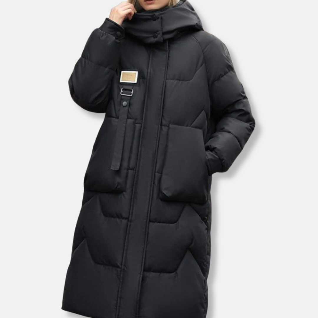 Plus Size Relaxed Fit Maxi Length High Collar with Hood