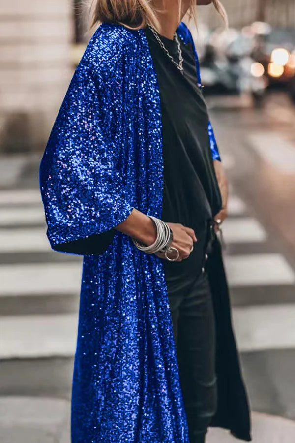 Windproof Knitted Vest with Sparkling Sequins