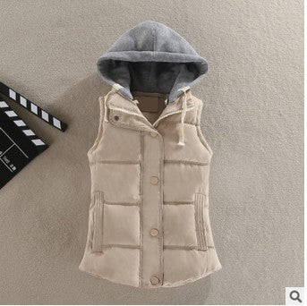 Women's Fitted Quilted Sleeveless Thermal Vest with Contrasting Hood