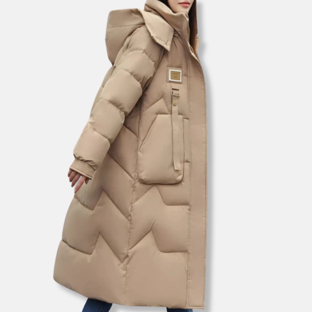 Plus Size Relaxed Fit Maxi Length High Collar with Hood