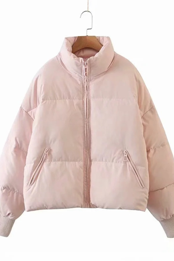 Collar Zipper Pocket Thick Warm Cotton Jacket