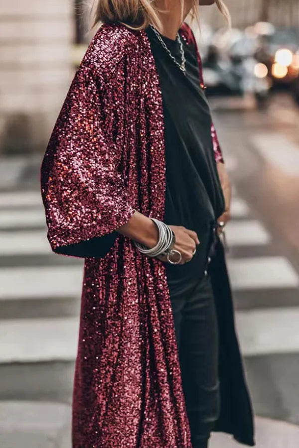 Windproof Knitted Vest with Sparkling Sequins