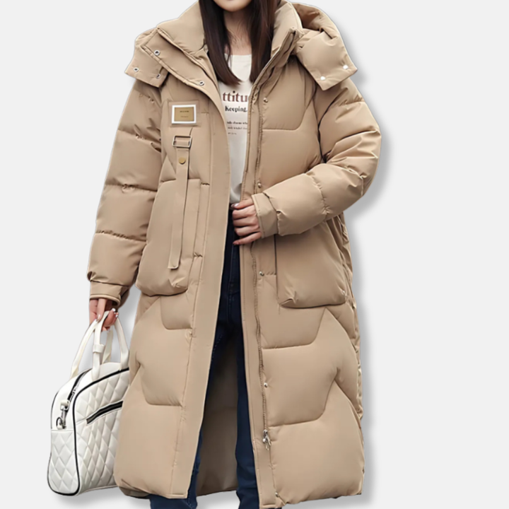 Plus Size Relaxed Fit Maxi Length High Collar with Hood