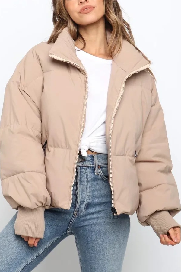 Collar Zipper Pocket Thick Warm Cotton Jacket