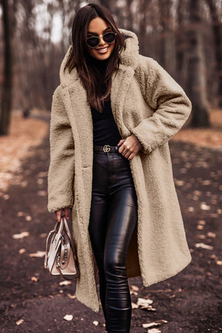 Trendy Long Teddy Coat with Hood