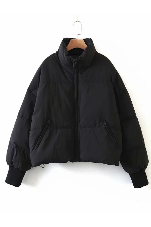 Collar Zipper Pocket Thick Warm Cotton Jacket