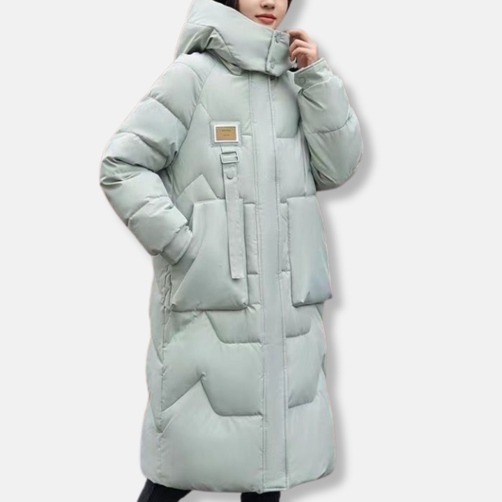 Plus Size Relaxed Fit Maxi Length High Collar with Hood