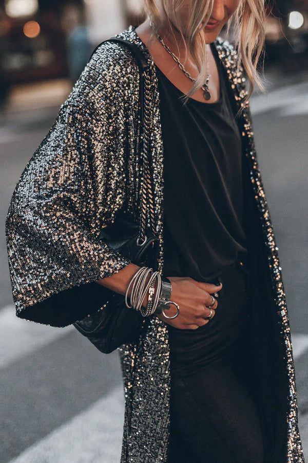 Windproof Knitted Vest with Sparkling Sequins