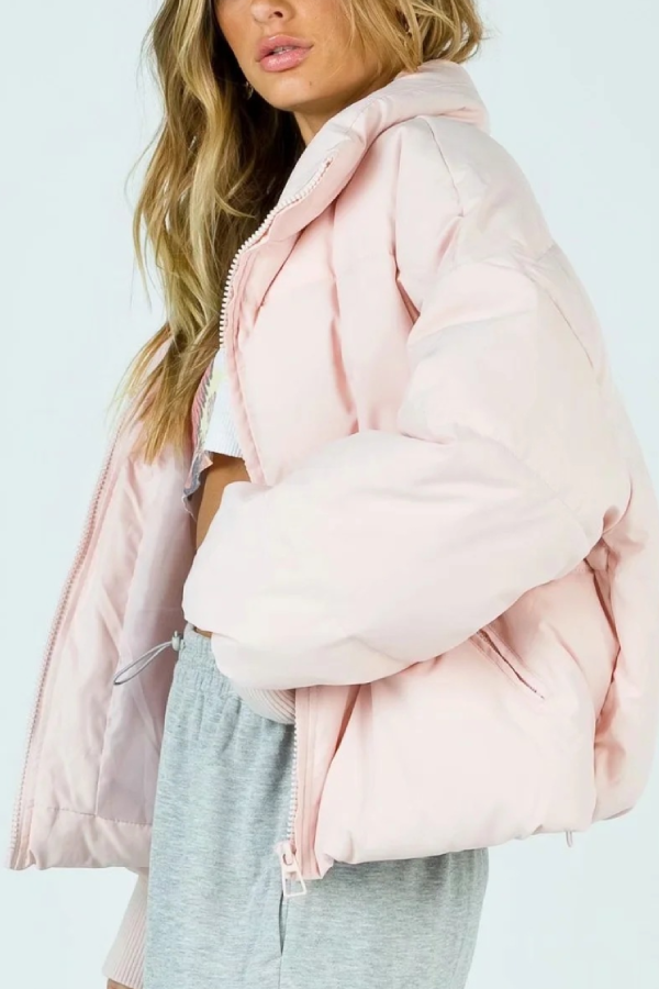 Collar Zipper Pocket Thick Warm Cotton Jacket