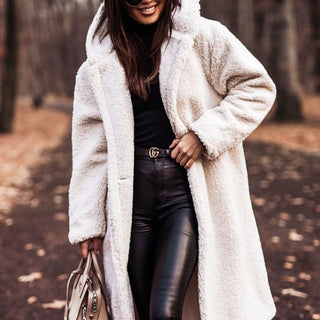 Trendy Long Teddy Coat with Hood