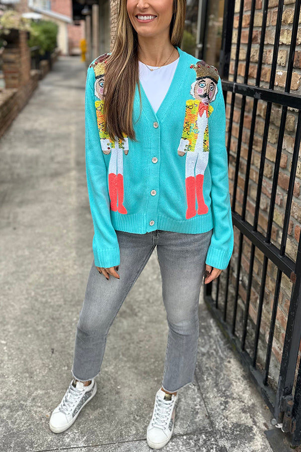Christmas Nutcracker Sequin Casual Cardigan