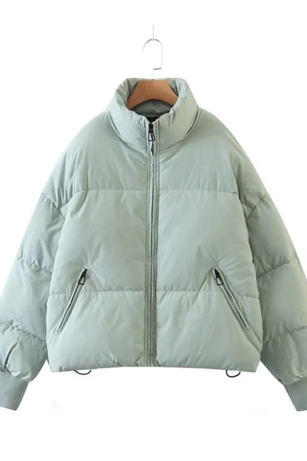 Collar Zipper Pocket Thick Warm Cotton Jacket