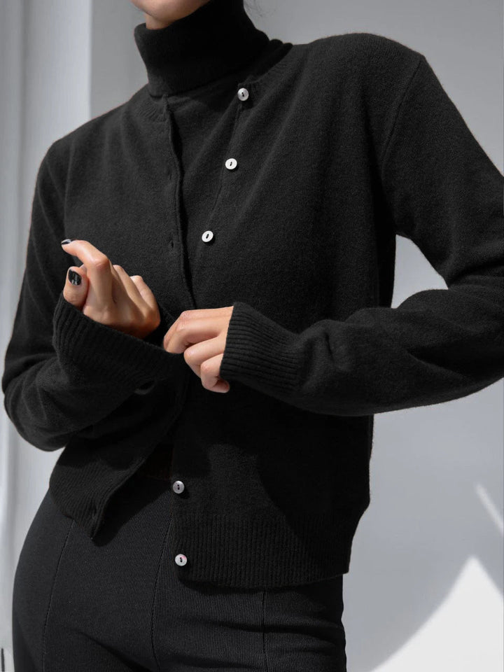 Women's Knit Cardigan and Turtleneck Sweater Set