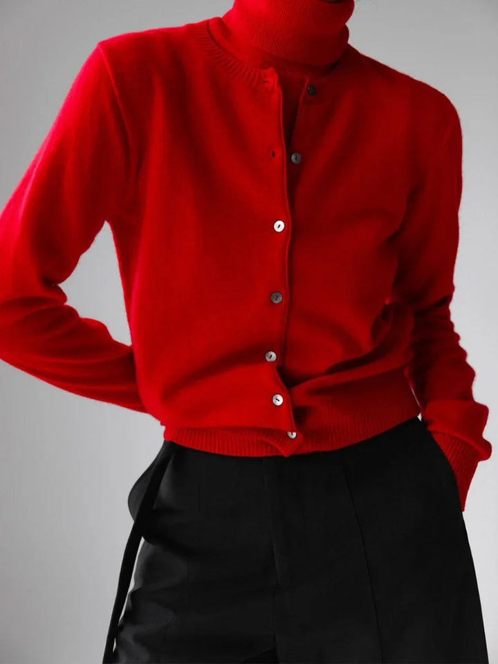 Women's Knit Cardigan and Turtleneck Sweater Set