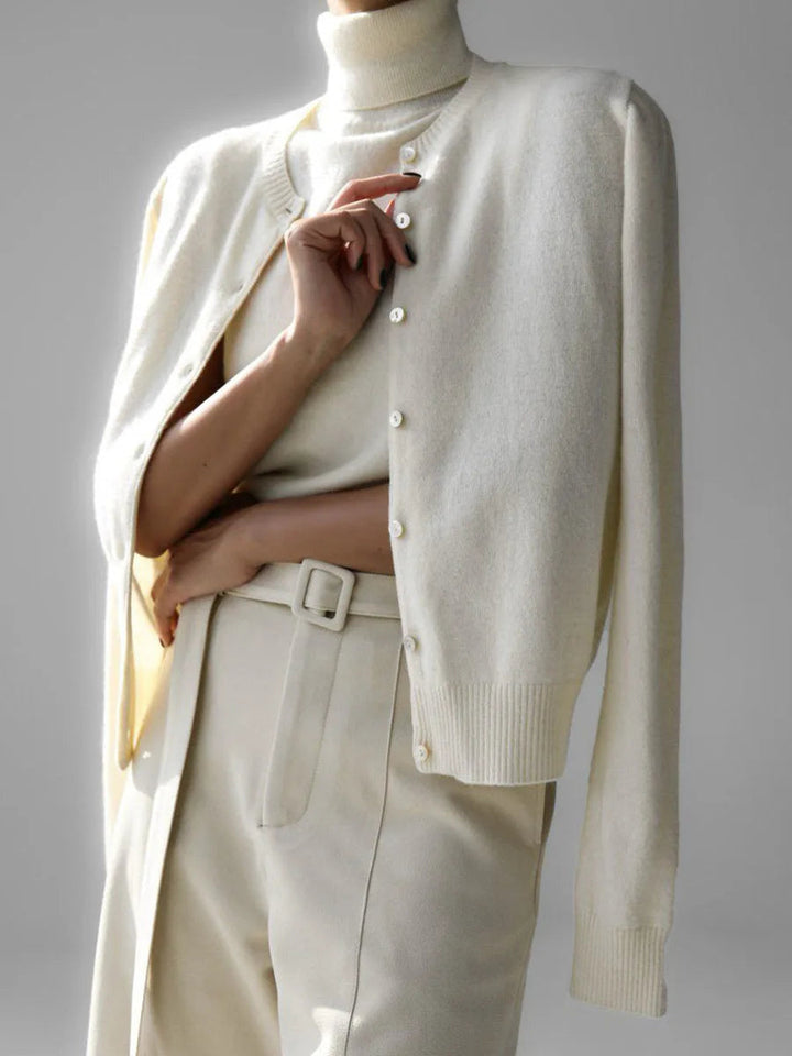 Women's Knit Cardigan and Turtleneck Sweater Set