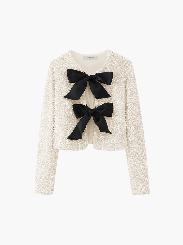 Velvet Bow Decor Jacket