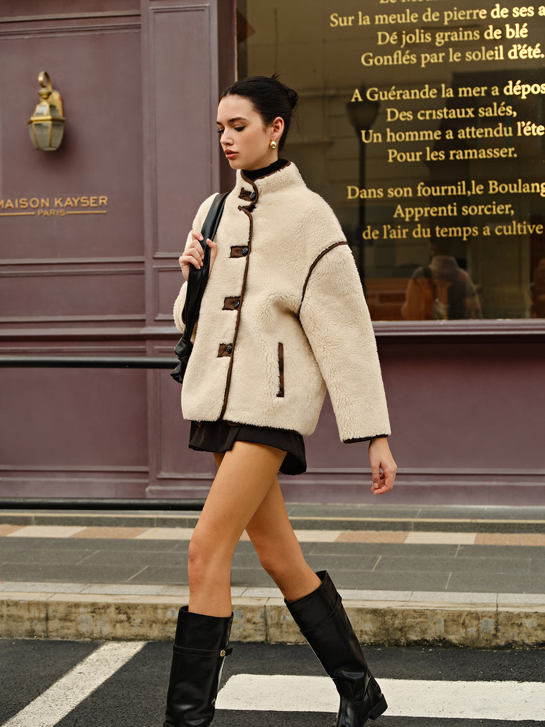 Contrast Piping Fleece Jacket