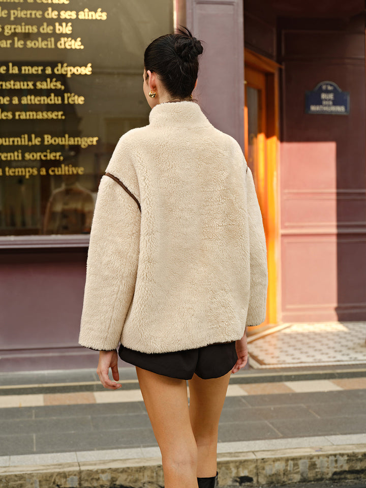 Contrast Piping Fleece Jacket