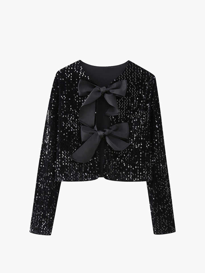 Velvet Bow Decor Jacket