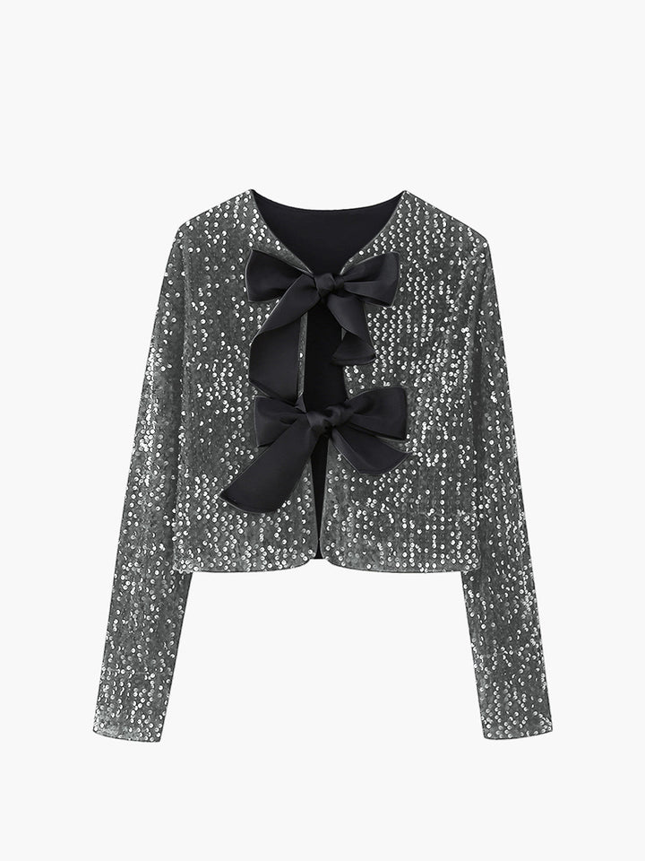 Velvet Bow Decor Jacket