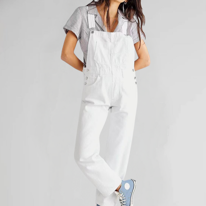Women's Denim Overalls with Cross-Back Design