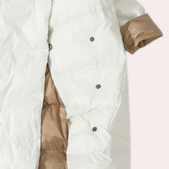 Women's Long Winter Jacket made of Down with High Collar
