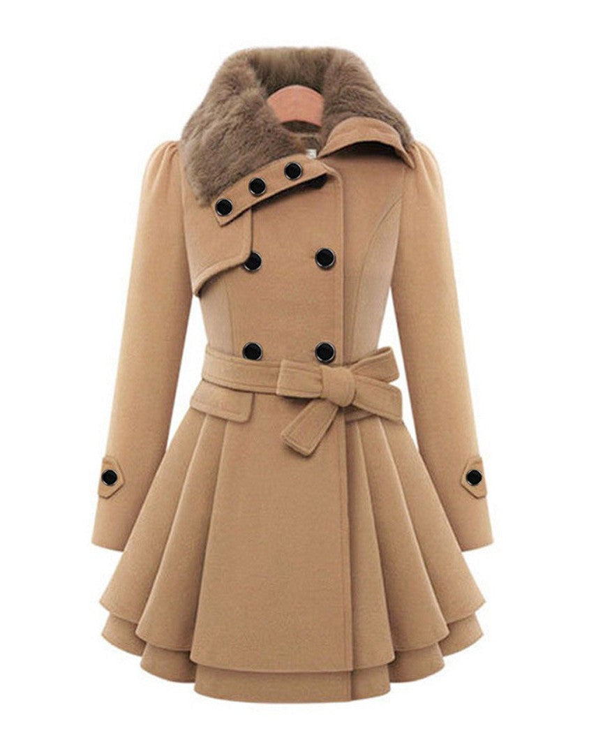 Elegant Women's Wool Blend Trench Coat