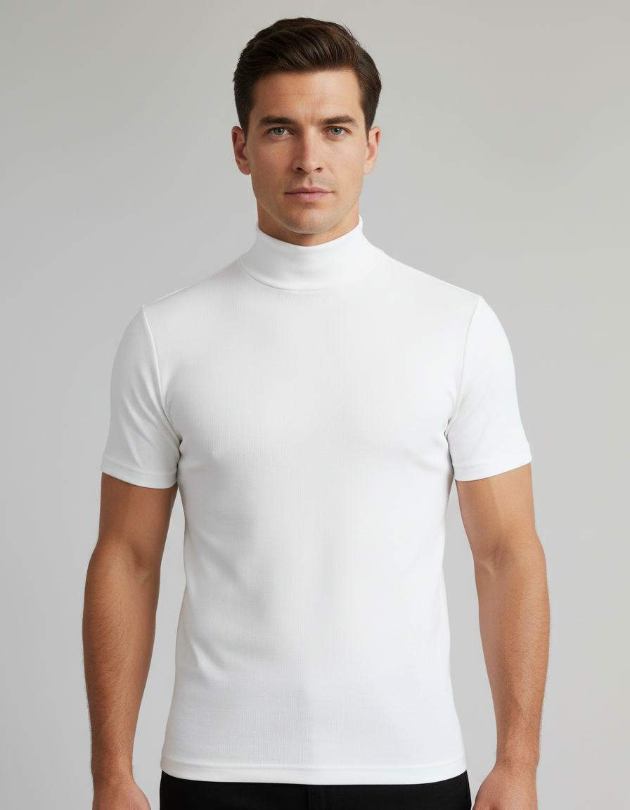 Roll-neck Slim Fit Men's Shirt