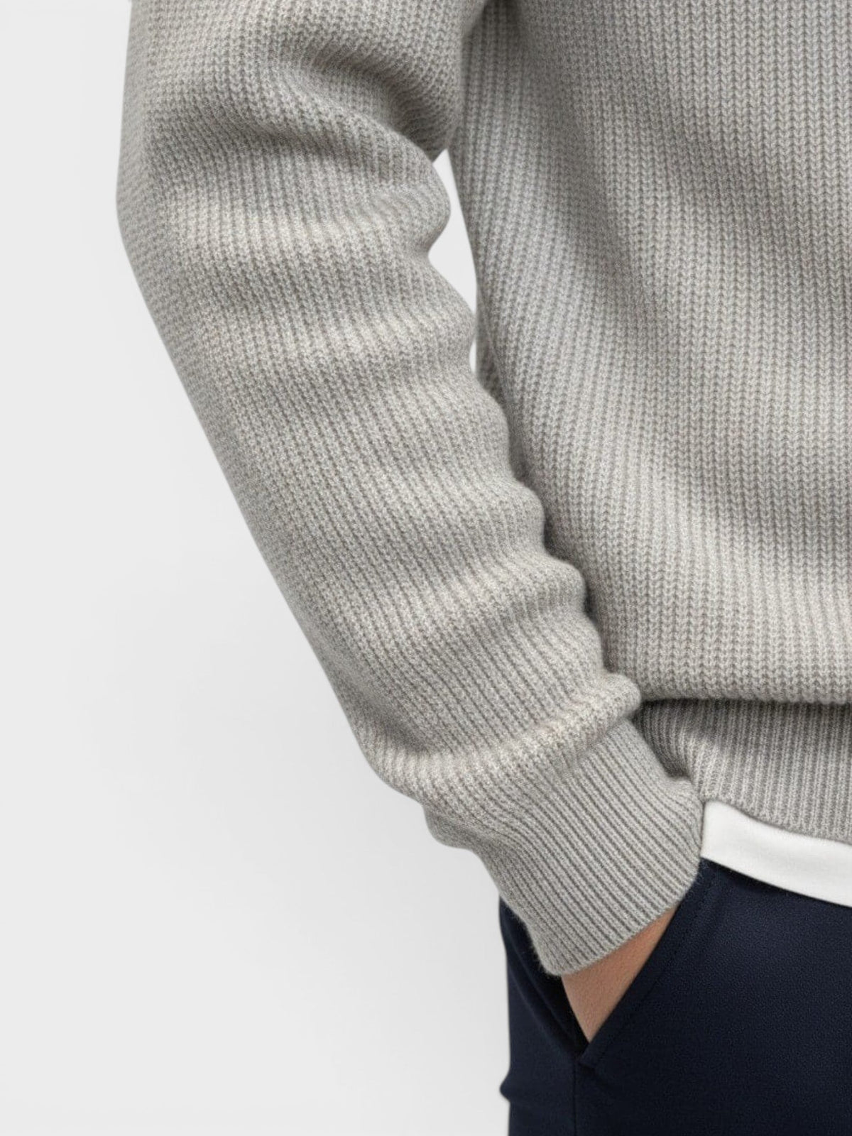 Men's Ribbed Knit Polo Sweater – Long Sleeve