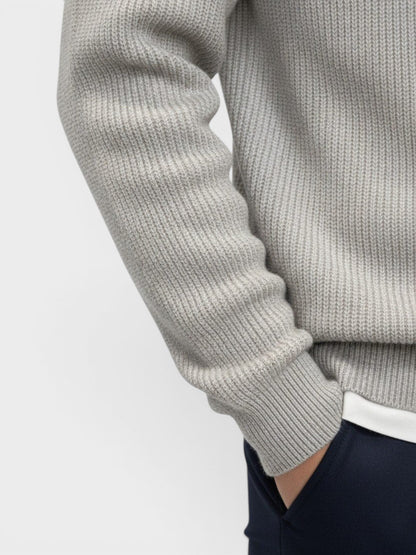 Men's Ribbed Knit Polo Sweater – Long Sleeve