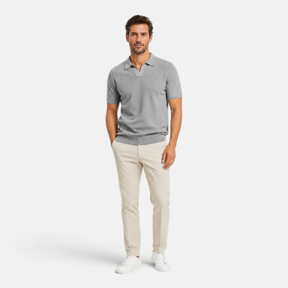 Men’s Slim Fit Knit Polo Shirt Lightweight Breathable Wear