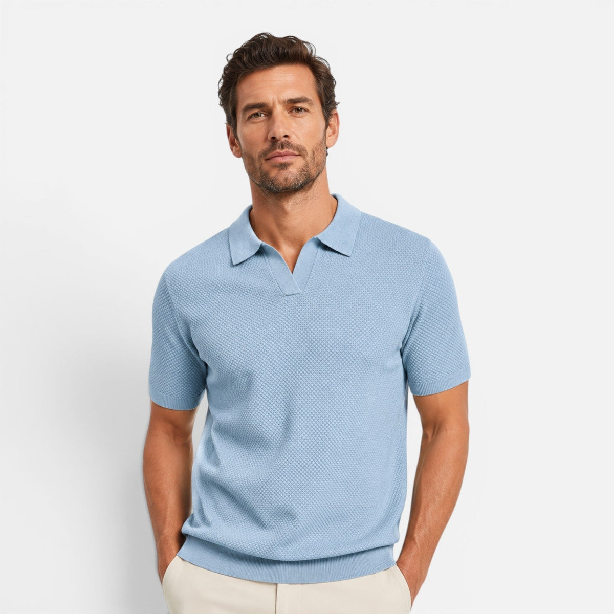 Men’s Slim Fit Knit Polo Shirt Lightweight Breathable Wear