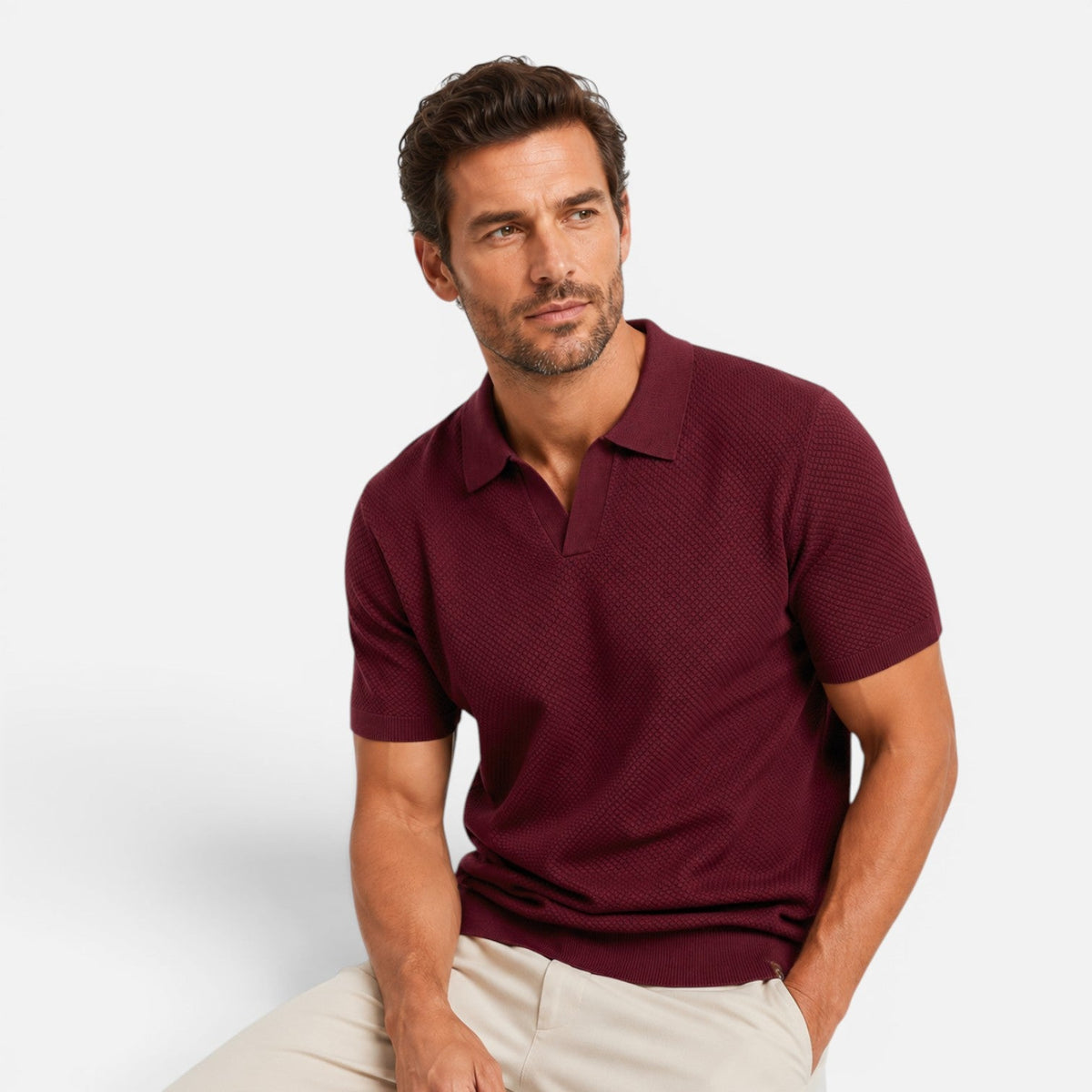 Men’s Slim Fit Knit Polo Shirt Lightweight Breathable Wear