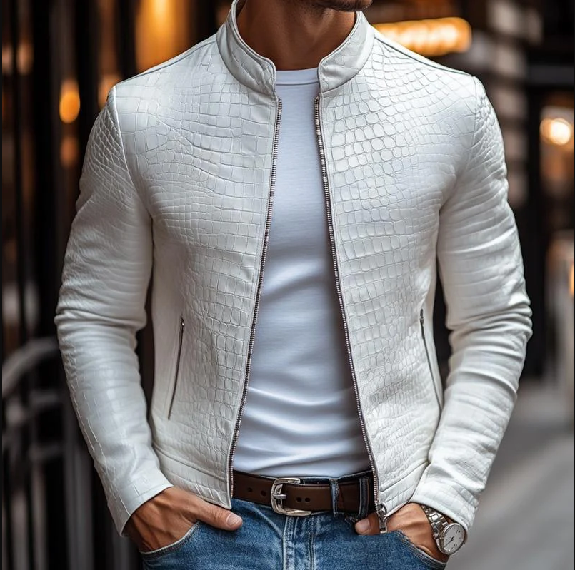 Luxurious Crocodile Leather Jacket