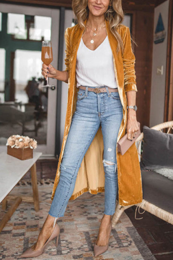 Women's Velvet Cardigan with Long Sleeves