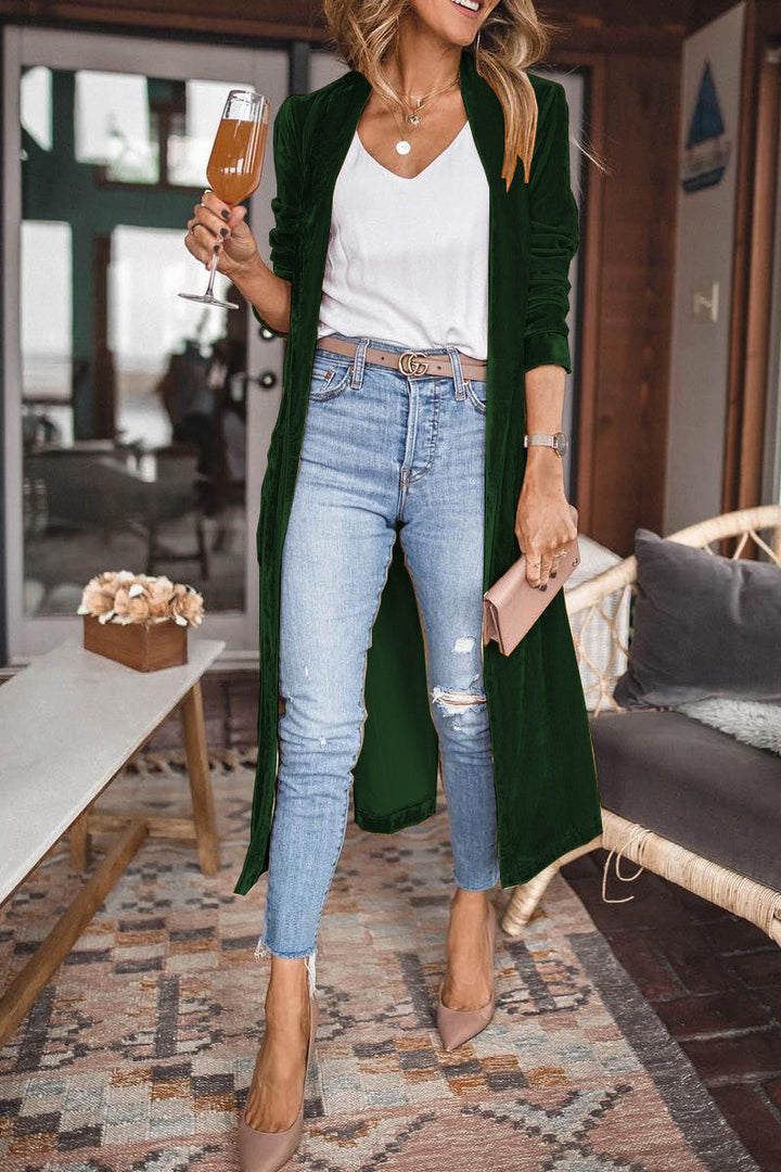 Women's Velvet Cardigan with Long Sleeves