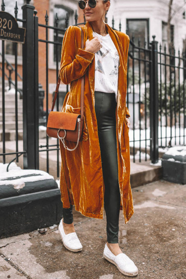 Women's Velvet Cardigan with Long Sleeves