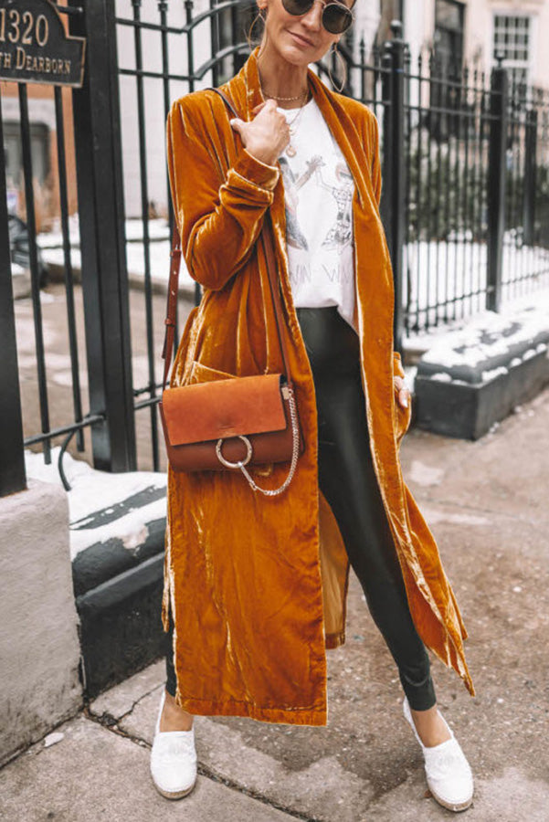 Women's Velvet Cardigan with Long Sleeves