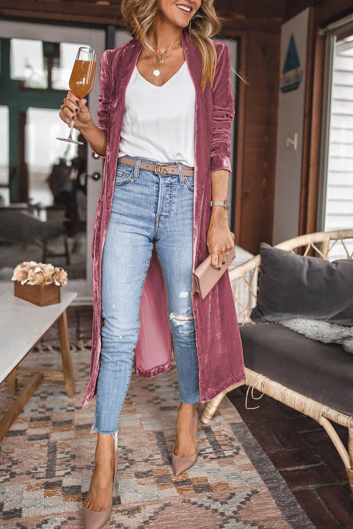 Women's Velvet Cardigan with Long Sleeves