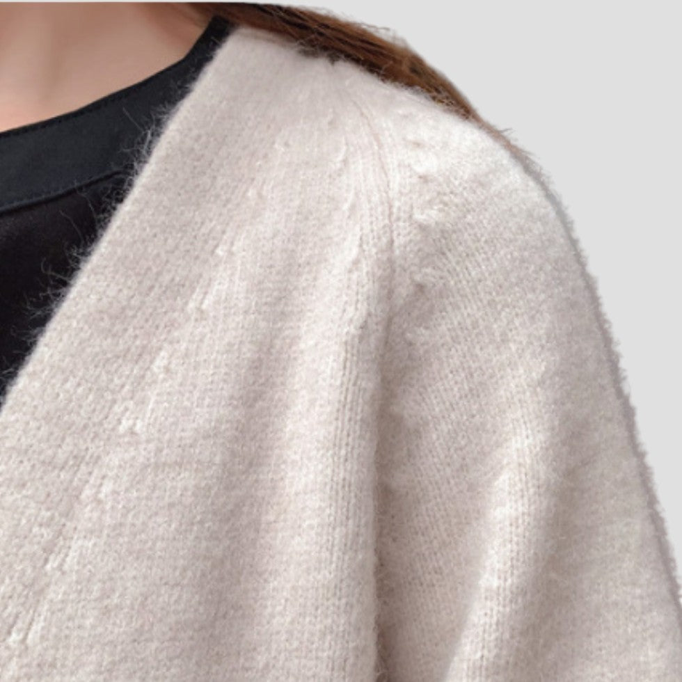 Women's Cashmere Cardigan with Long Open Front and Pockets