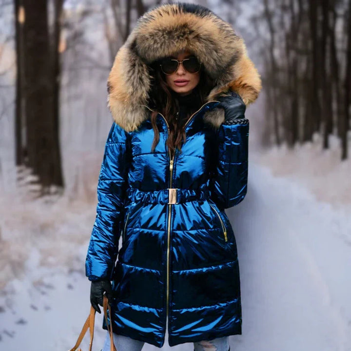 Warm, Shiny Jacket with Hood