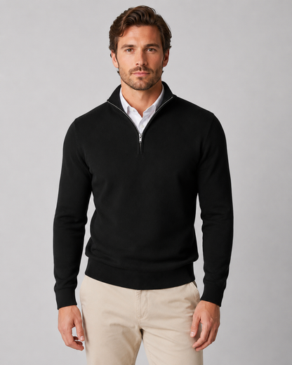 Men's Quarter Zip Knit Sweater – Long Sleeve Pullover
